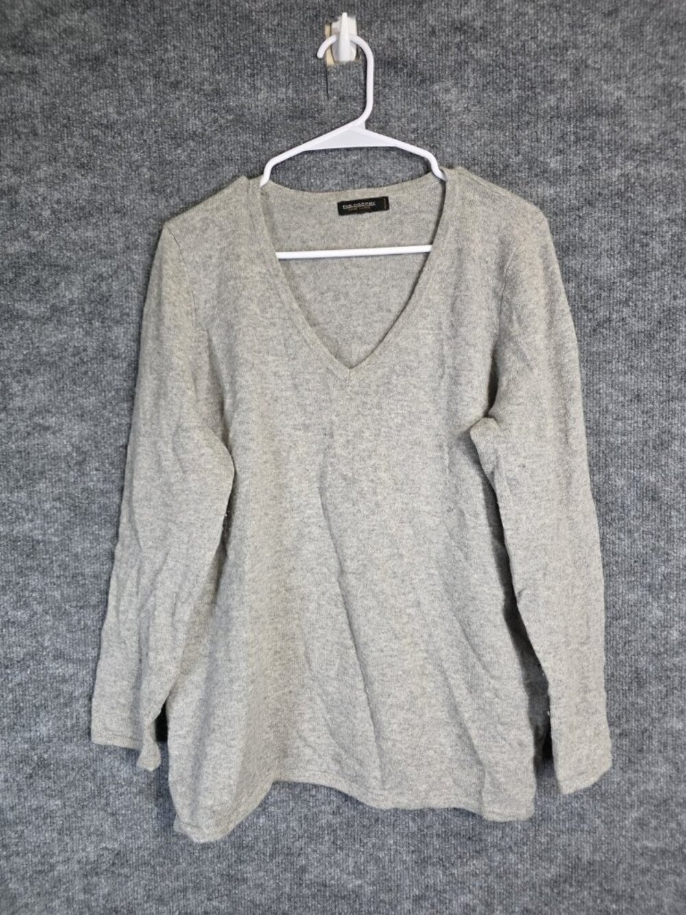 Philosophy Dane Lewis Sweater Womens XL Gray 100% Cashmere V Neck Knit Pilling